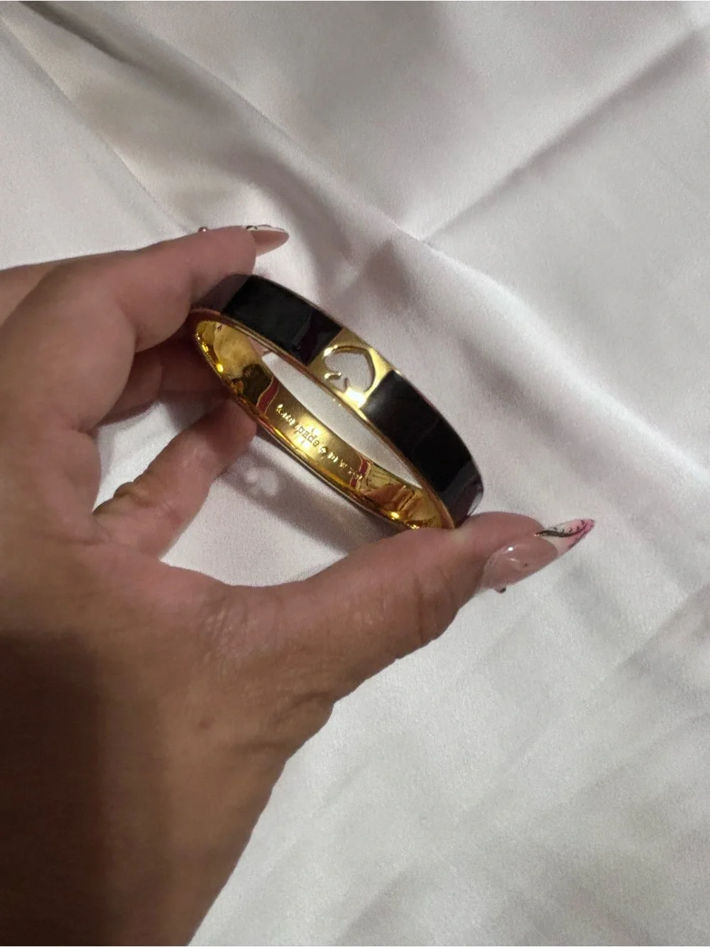 Kate Spade Black Enamel & Gold Spade Cutout Bangle